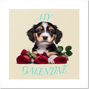 Bed of roses Galentines puppy Posters and Art